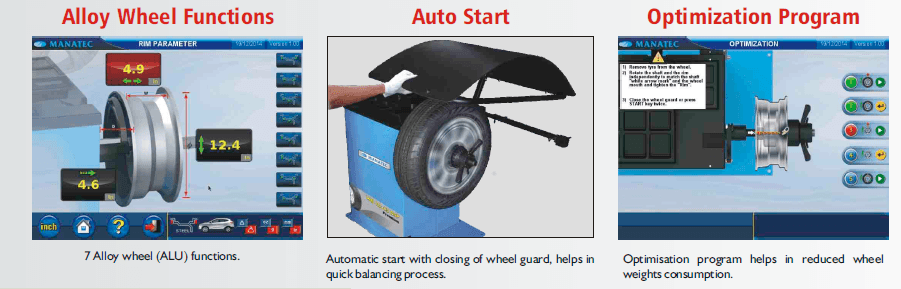BALANCEADORA DE NEUMATICOS PARA AUTOS Y CAMIONETAS MANATEC