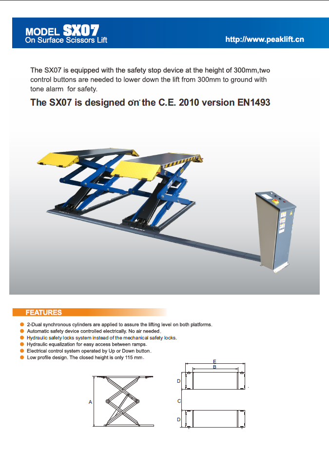 ELEVADOR TIJERA MECÁNICA 3.0 TON. 220V – SX07